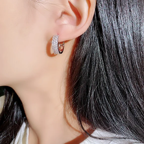 Sliver diamond earrings - Picture 3 of 6